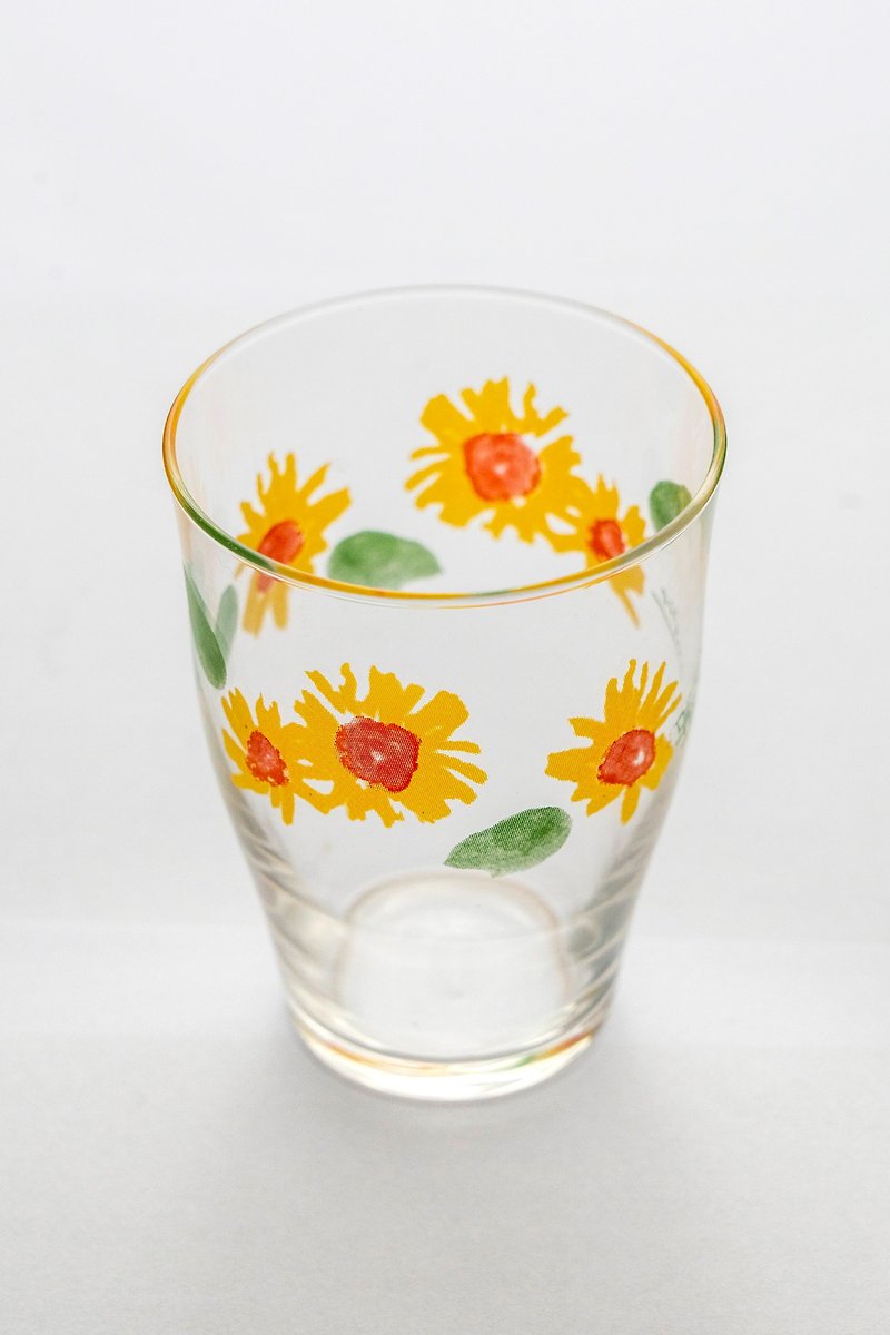 Japanese producer Okazuru Taro sunflower glass set of 2 into the brand new unused Taiwan free shipping - Cups - Glass Transparent