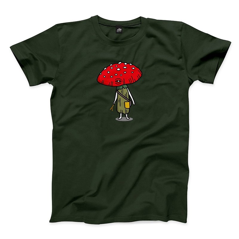 Xian Mushroom-Forest Green-Unisex T-shirt - เสื้อยืดผู้ชาย - ผ้าฝ้าย/ผ้าลินิน สีเขียว