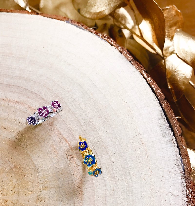 Purple plum / blue plum sterling silver ring - แหวนทั่วไป - วัตถุเคลือบ สีม่วง