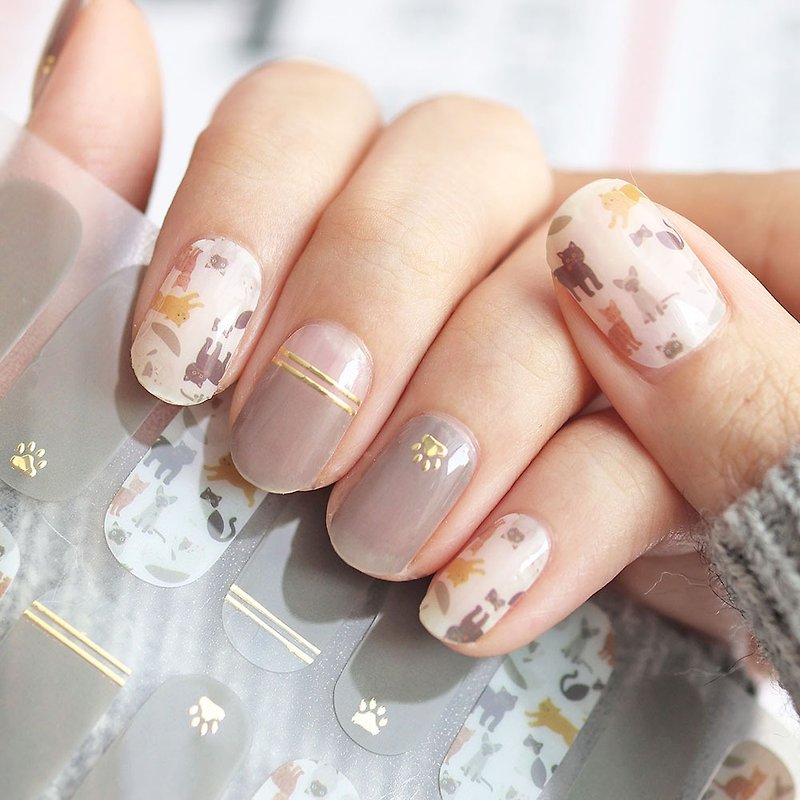 【Lunacaca Gel Nail Sticker】 C00962 Cat Country Easy Removal|Easy to Use|Doesn't Hurt Real Nails - ยาทาเล็บ - พลาสติก 