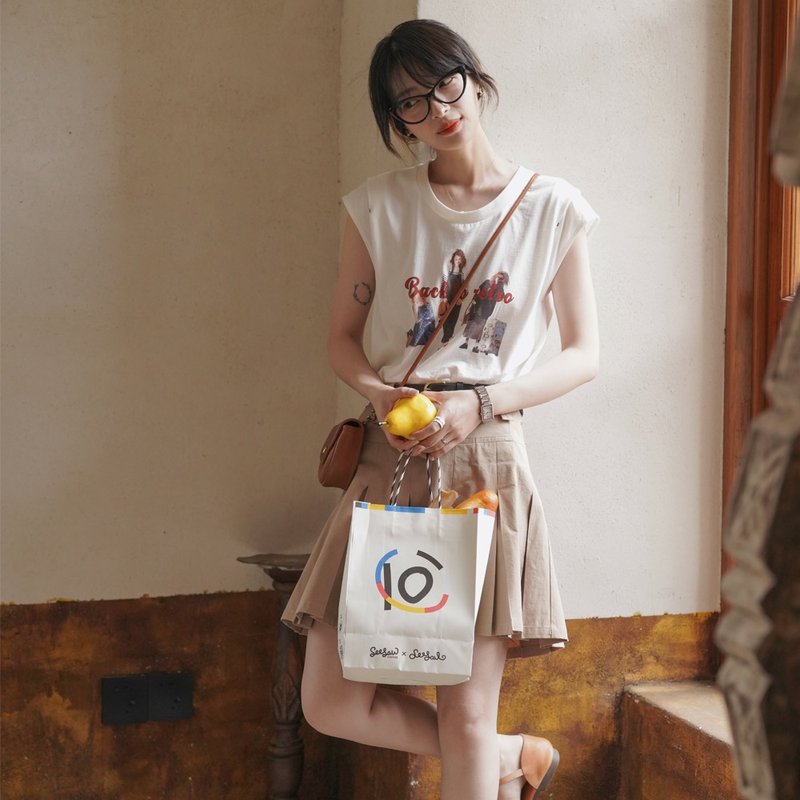 小飛袖印花T恤|T恤|背心|夏款|Sora-962 - 女 T 恤 - 棉．麻 白色
