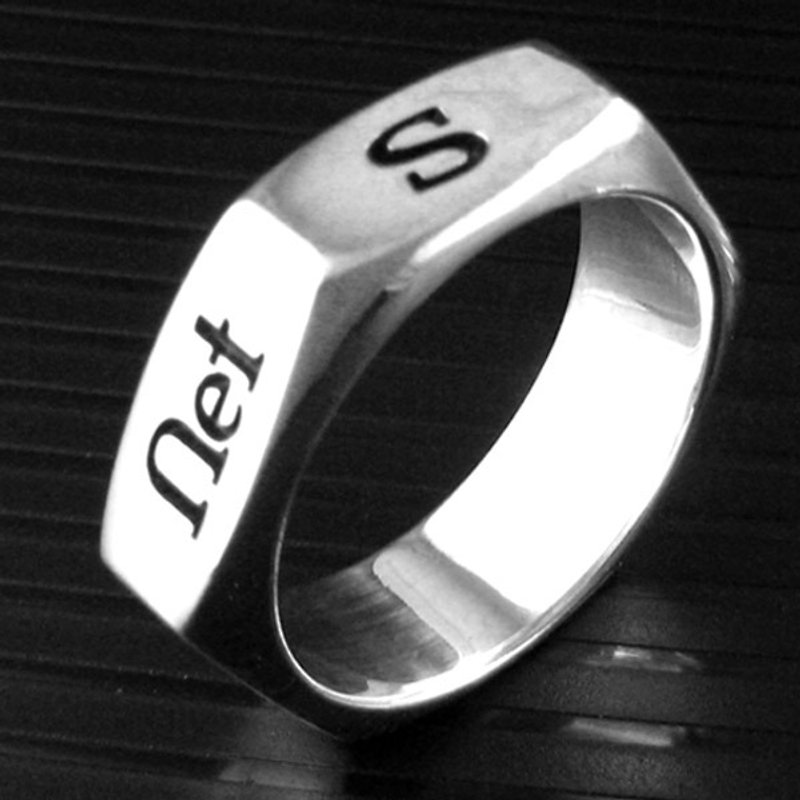 Customized.925 sterling silver jewelry RP00014-polygon ring (hexagonal ring) - แหวนทั่วไป - โลหะ 