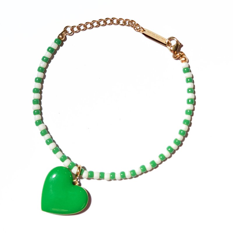 Heart to Heart / 心型手鍊 • 草綠 & 黑色 - 手鍊/手環 - 不鏽鋼 綠色