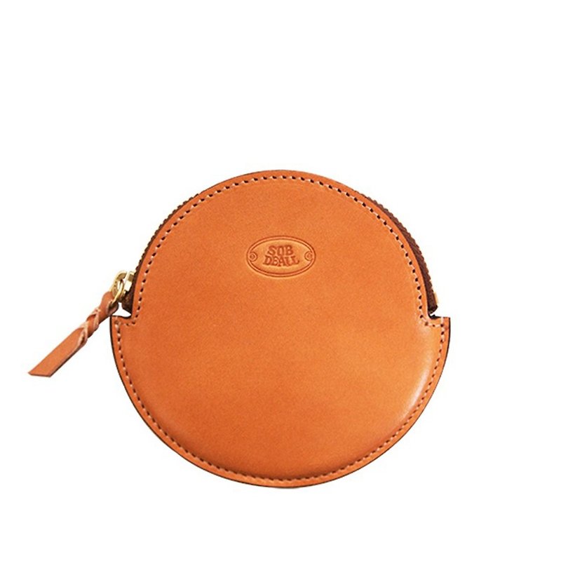 Round copper enameled purse - กระเป๋าใส่เหรียญ - หนังแท้ สีทอง