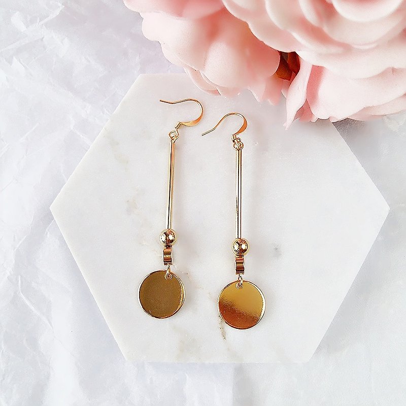 :: :: minimalist geometric series of simple geometric shapes personality mix and match round earrings earrings / :: Minimalist Geometric Collection :: Gold Plated Minimalist Geometric Round Circle Bar Dangle Drop Earrings - Earrings & Clip-ons - Other Metals Gold