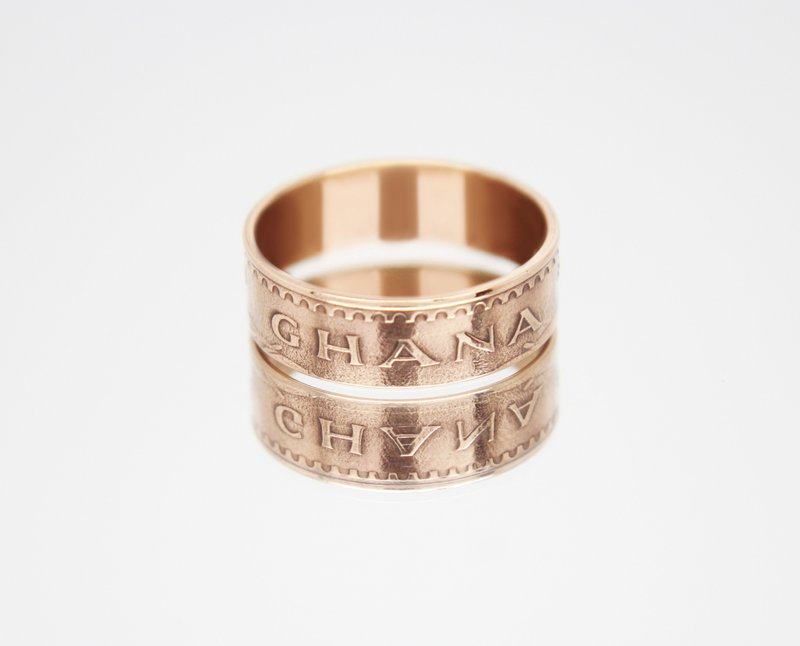 Ghana Coin Ring 1 pesewa 1979 coin rings for men coin rings for women - 戒指 - 其他金屬 
