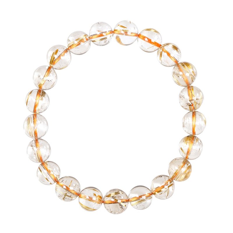 【正佳珠寶】 金鈦晶 頂級淨體微茶老礦鈦絲 8.8-9.3mm 金鈦晶 - 手鍊/手環 - 半寶石 多色