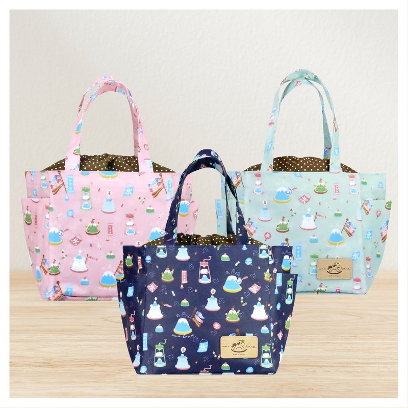 [Fujisan Ice-Stool Bag] Japanese-style double-sided pocket waterproof bento bag made in Taiwan - กระเป๋าหูรูด - วัสดุกันนำ้ 