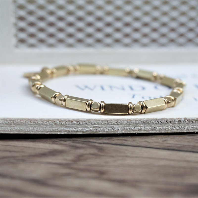 << Rectangular pure brass metal bracelet >> Brass bracelet brass jewelry - Bracelets - Copper & Brass Gold