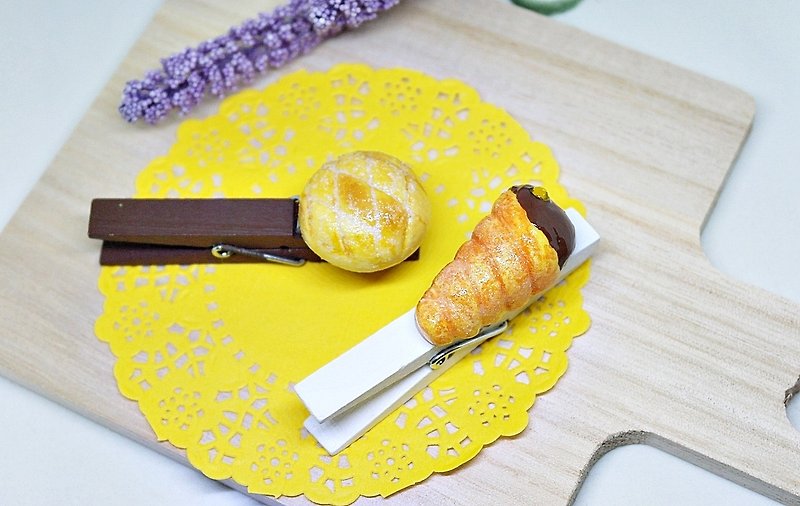 ➽Clay Wooden Clip-Bread Series <Can Be Changed Magnet> #生活配件# #文具# - Folders & Binders - Clay Gold