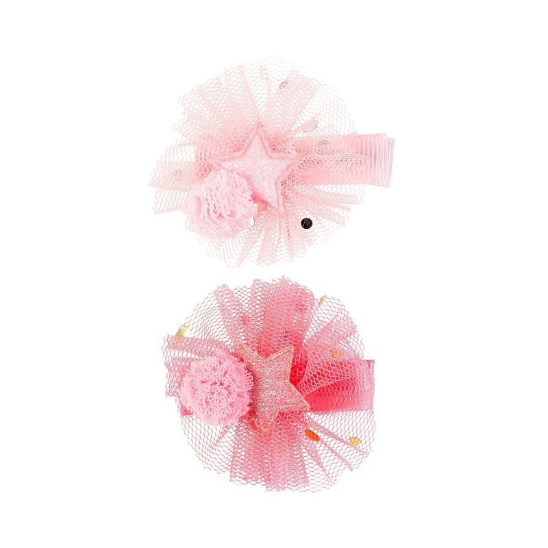 Dutch Souza pink yarn star yarn ball hairpin set of 2 - เครื่องประดับผม - ไนลอน สึชมพู