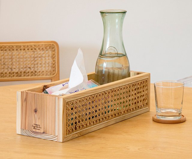 Tomod/土と木の間 手作り無垢材両面籐収納ボックス フラワースタンド Tomod/土と木の間 手作り無垢材両面籐収納ボックス フラワースタンド