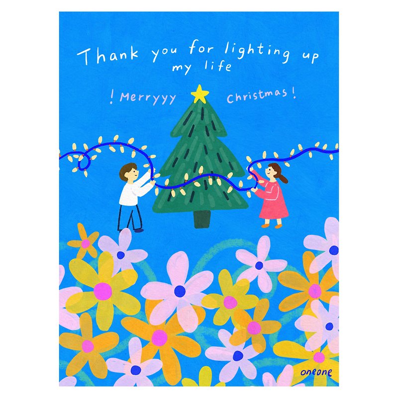 [Thank you for illuminating me] Hand-painted Christmas card - Cards & Postcards - Paper Multicolor