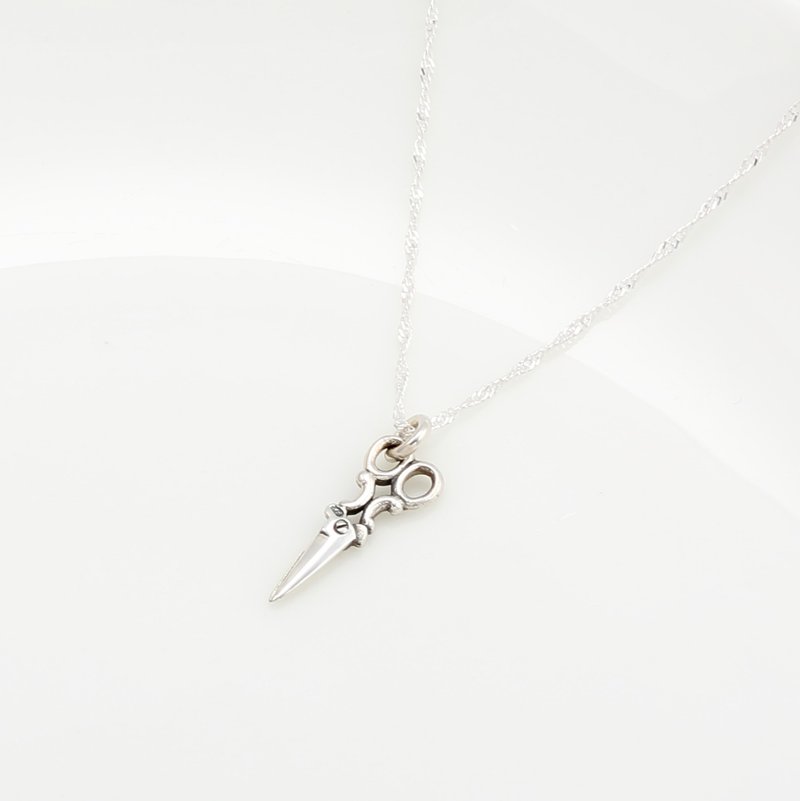 Mini Scissors s925 sterling silver necklace Birthday Valentine's Day gift - Necklaces - Sterling Silver Silver