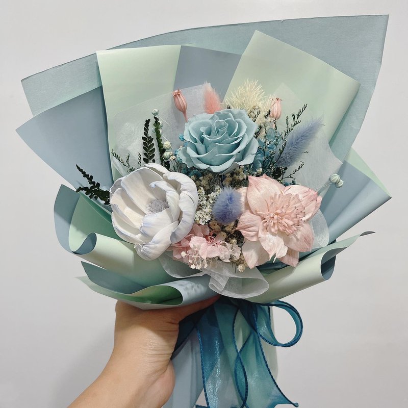 [Graduation] Immortal dried bouquet/birthday bouquet/Mother’s Day bouquet/graduation bouquet- Teal - Dried Flowers & Bouquets - Plants & Flowers Blue