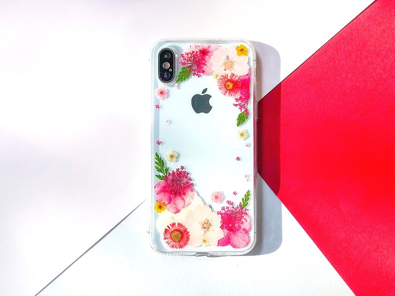 滿裡透紅 押花 手機殼 Maroon Pressed Flower Phone Cases - 手機殼/手機套 - 植物．花 紅色