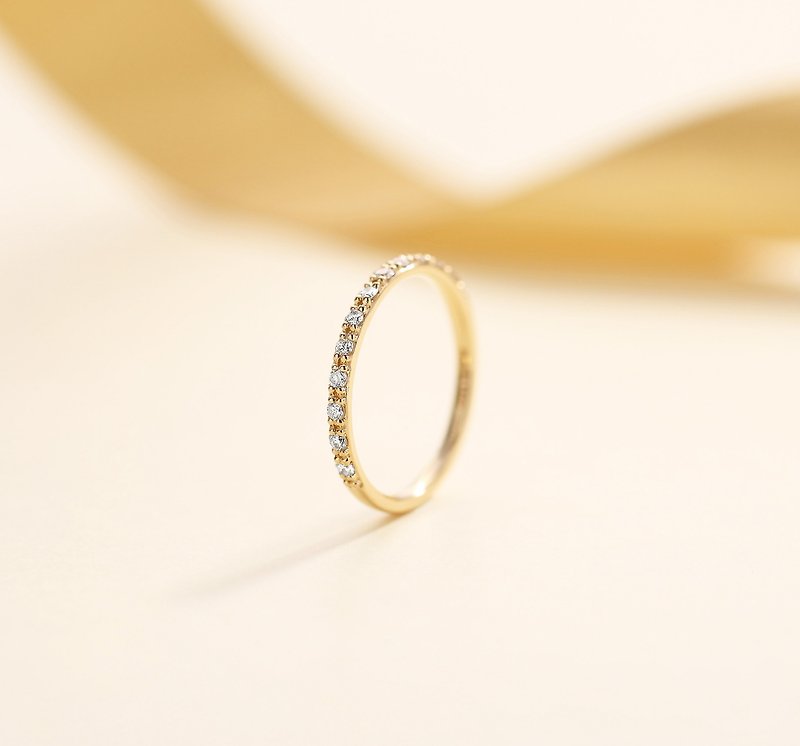 【PurpleMay Jewellery Custom Order】 18k Rose Gold Full Eternity Diamond Ring R001 - แหวนคู่ - เครื่องเพชรพลอย สีทอง