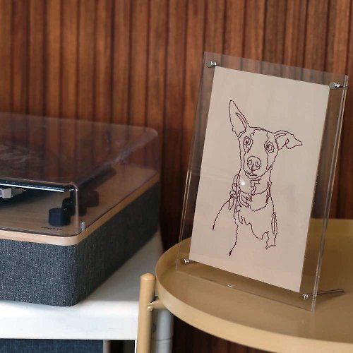 MrAndMrsSniff Stitched Leather Pet Portrait Message card - Drawing personalize Gift Memorial