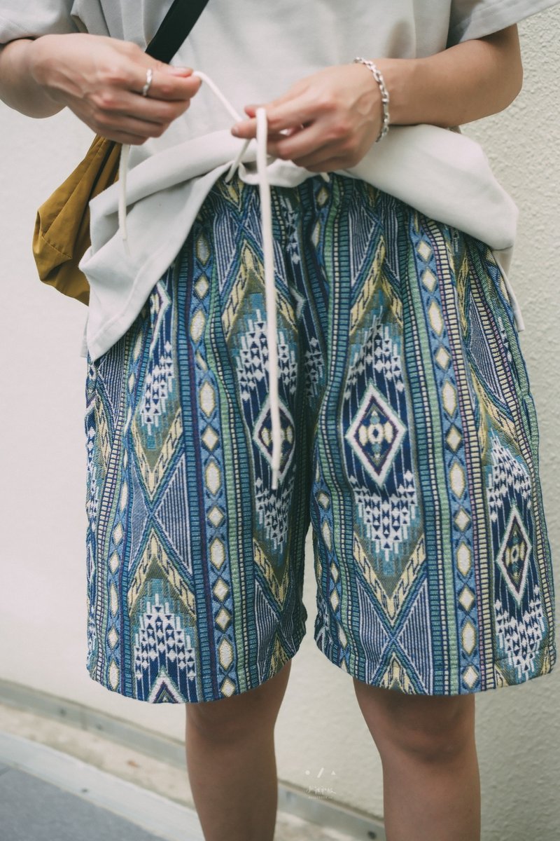 Around Nancheng Totem Shorts - 2 Colors - Blueprint - กางเกง - เส้นใยสังเคราะห์ หลากหลายสี