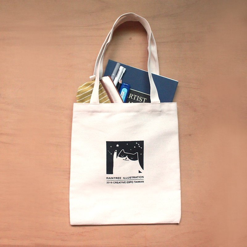 Star Cat A4 canvas bag shoulder bag - Other - Cotton & Hemp 