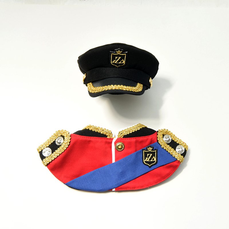 王者風範系列 - 皇家王子套組(軍禮服+軍禮帽) - 寵物衣服 - 棉．麻 紅色