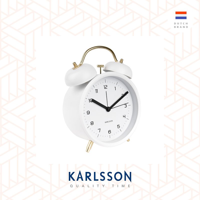 荷蘭Karlsson, 經典打鈴鬧鐘大, 白色配金色配件Classic Bell - 時鐘/鬧鐘 - 其他金屬 白色