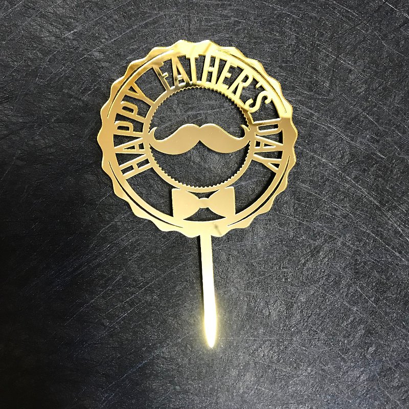 Cake Topper Decorative Fathers Day (beard) Gold - Charms - Acrylic Gold