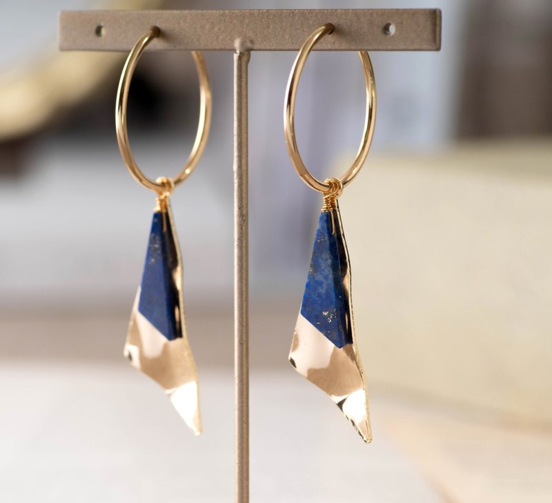 K14gf Galactic Triangle 4way Hoop Earrings - Earrings & Clip-ons - Other Materials Blue