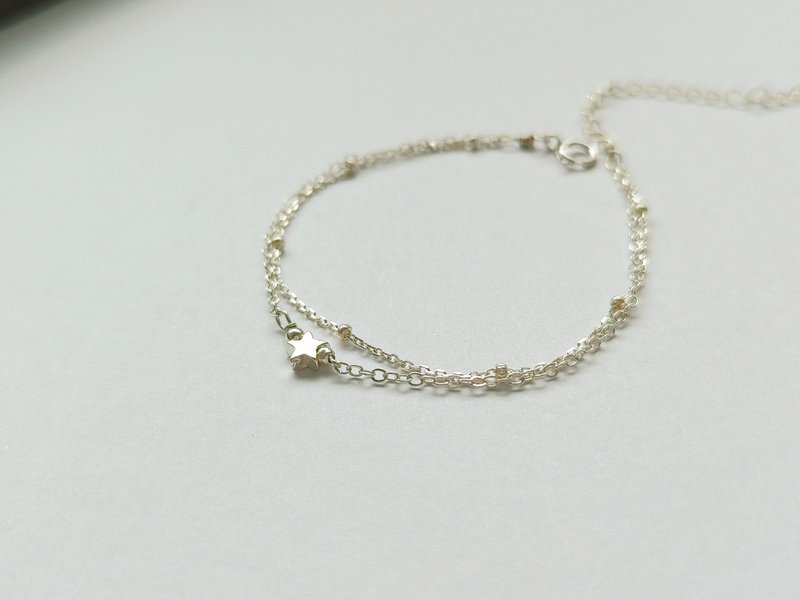 SV925 Starry Wish Double-Layer Bracelet/Anklett, Satellite, Galaxy, Bridesmaid - สร้อยข้อมือ - เงินแท้ สีเงิน