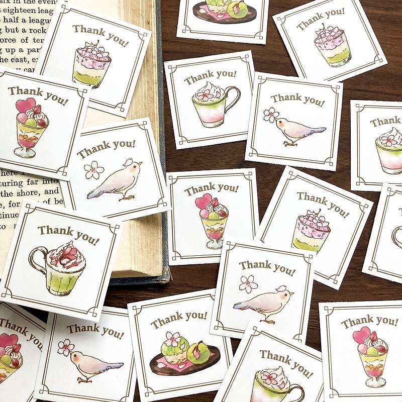 Thank you seal SakuraMacchaLatte 35 pieces Sakura Matcha Latte Seal - Stickers - Paper Pink