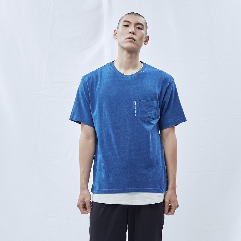 DYCTEAM-Indigo Pocket Tee (Blue) - Unisex Hoodies & T-Shirts - Cotton & Hemp Blue