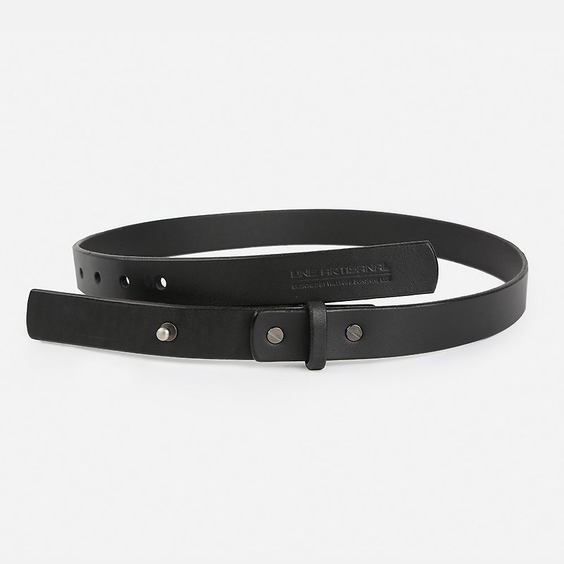 LINE ARTISANAL independent brand vegetable tanned leather handmade belt 2.5cm niche buckle belt - เข็มขัด - หนังแท้ สีดำ