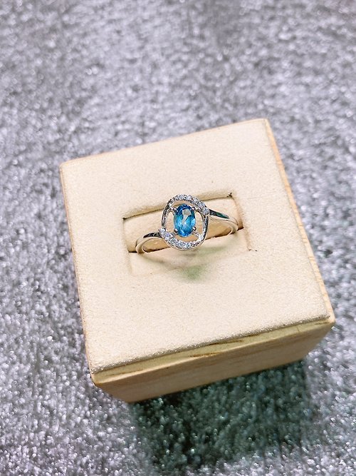 Nellie 奈爾里 天空藍 托帕石 鋯石 戒指 印度製 手工製 925純銀