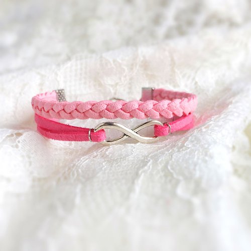 Anne Handmade Bracelets 安妮手作飾品 Infinity 永恆 手工製作 雙手環-粉紅 限量