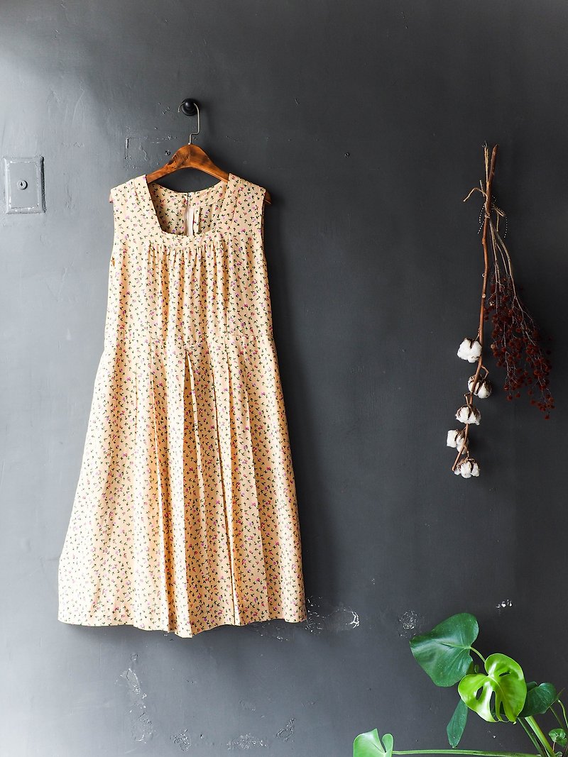 River water - Saga warm milk tea flowers light time antique casual skirt overalls oversize vintage dress - One Piece Dresses - Silk Orange