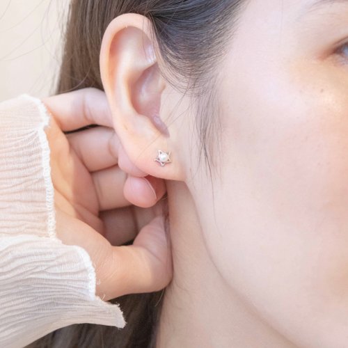 喜羊羊happy sheep jewelry 天然淡水珍珠925純銀星星耳環