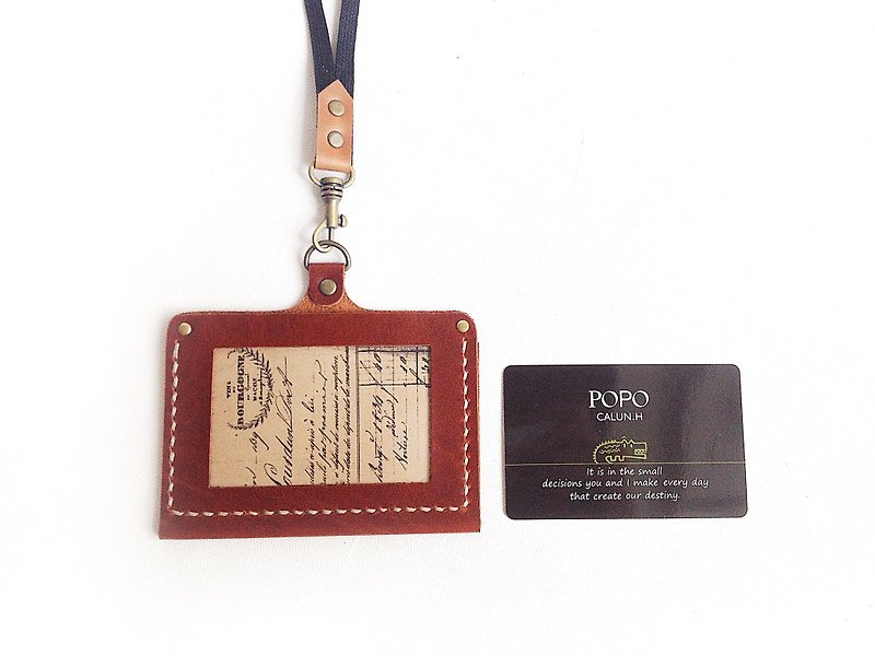 POPO│ Collection │ leather document sets. Horizontal │leather - ที่ใส่บัตรคล้องคอ - หนังแท้ สีนำ้ตาล