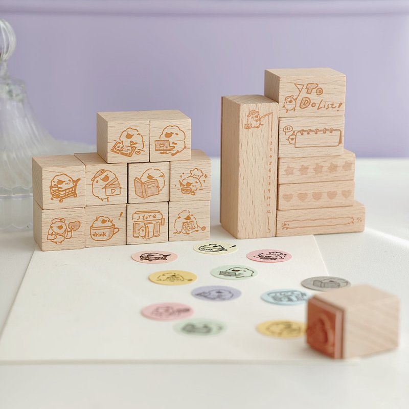 Mini Otaku Sheep 3 Wooden Stamp - Stamps & Stamp Pads - Wood Khaki