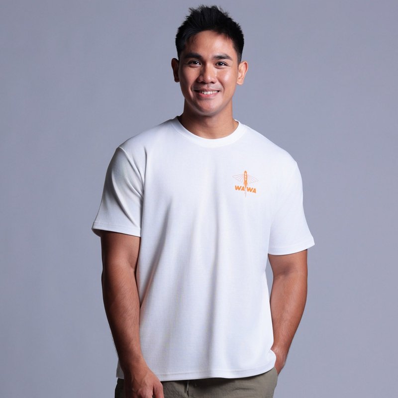 [Heartbeat of the Sea Series] Flying Fish sweat-wicking T white model (suitable for men and women) - เสื้อยืดผู้ชาย - ผ้าฝ้าย/ผ้าลินิน ขาว