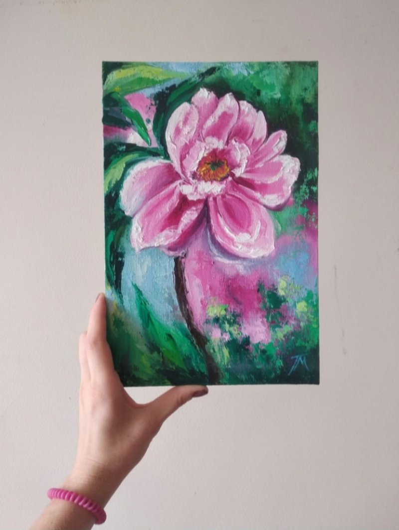 Flower painting. Original painting which flowers. Painting  canvas on panel. - 海報/掛畫/掛布 - 其他材質 粉紅色