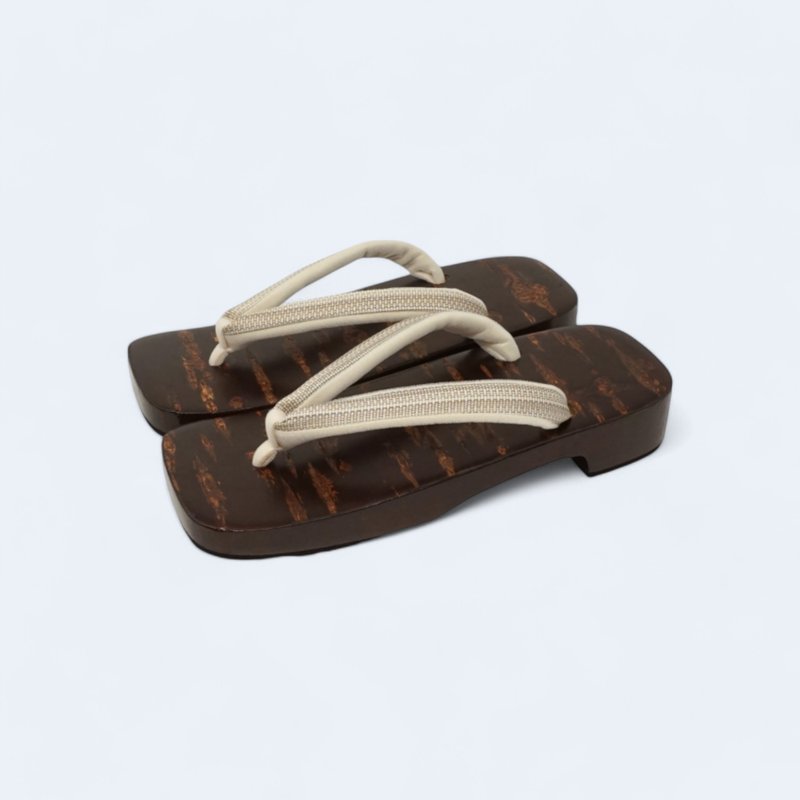 Kabazaiku Ukon Geta (Japanese wooden clogs) Horsehair straps - Slippers - Wood Brown