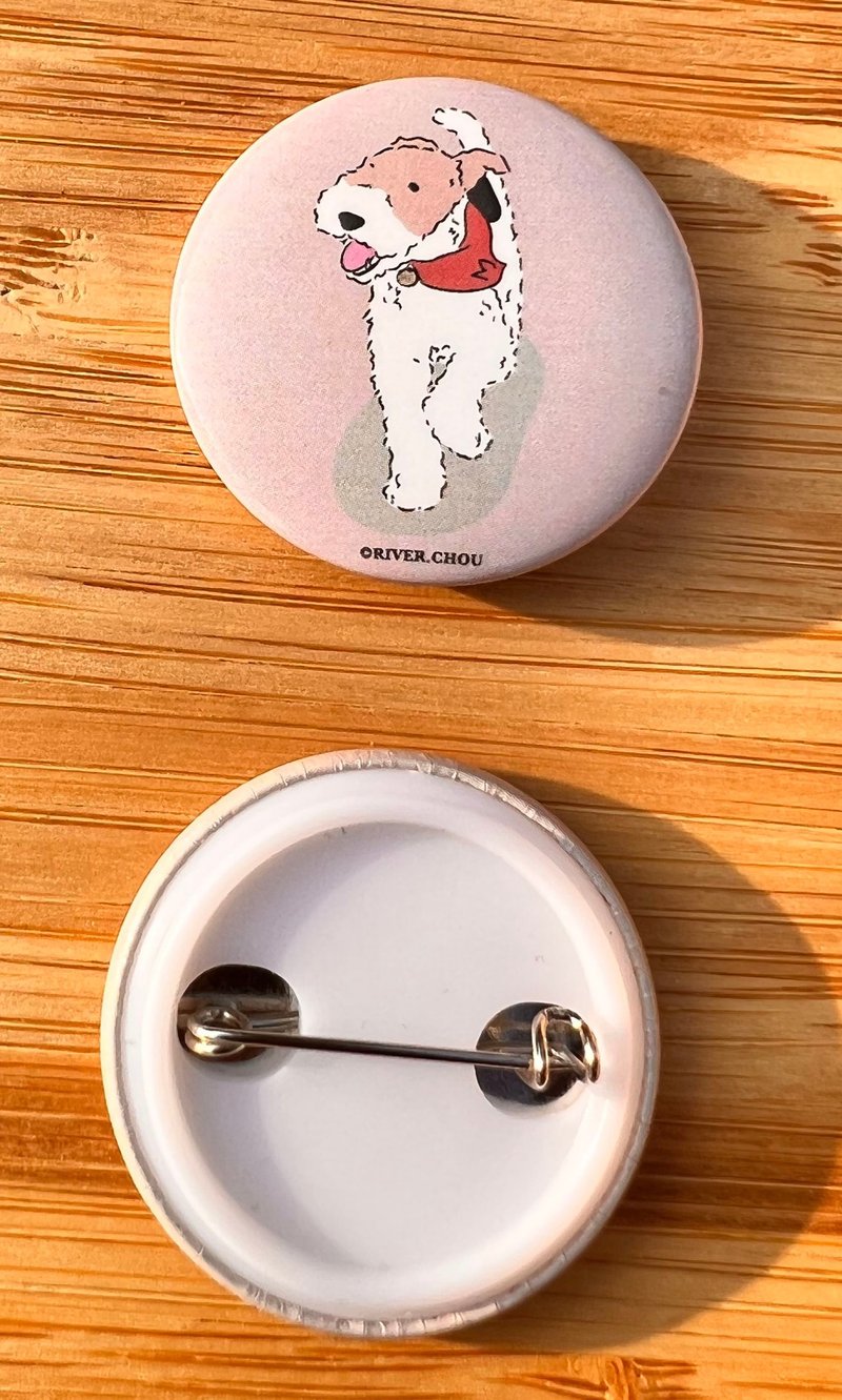 Wirefoxterrier 剛毛獵狐梗 胸章 開心 - 徽章/別針 - 其他金屬 粉紅色