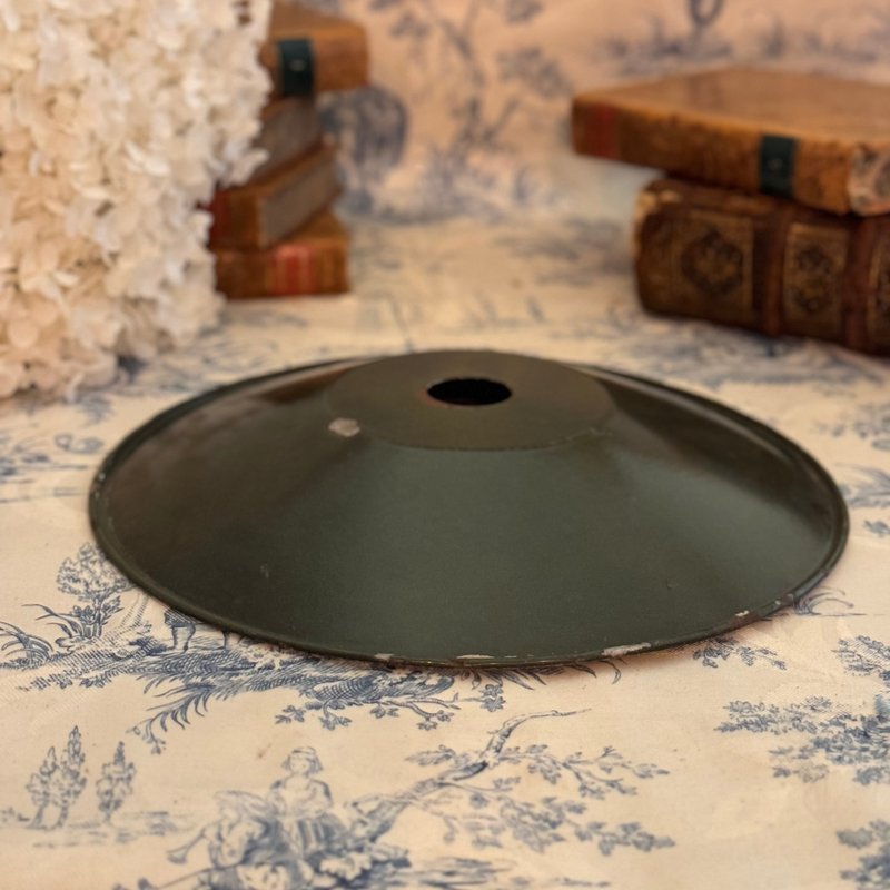 40539-法國古董琺瑯深綠燈罩 - 擺飾/家飾品 - 其他金屬 