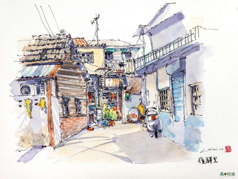 Liang Shaowei Sketch: Chiayi City Houyili Travel Sketch Pen Sketch Watercolor Sketch Pen - วาดภาพ/ศิลปะการเขียน - กระดาษ ขาว