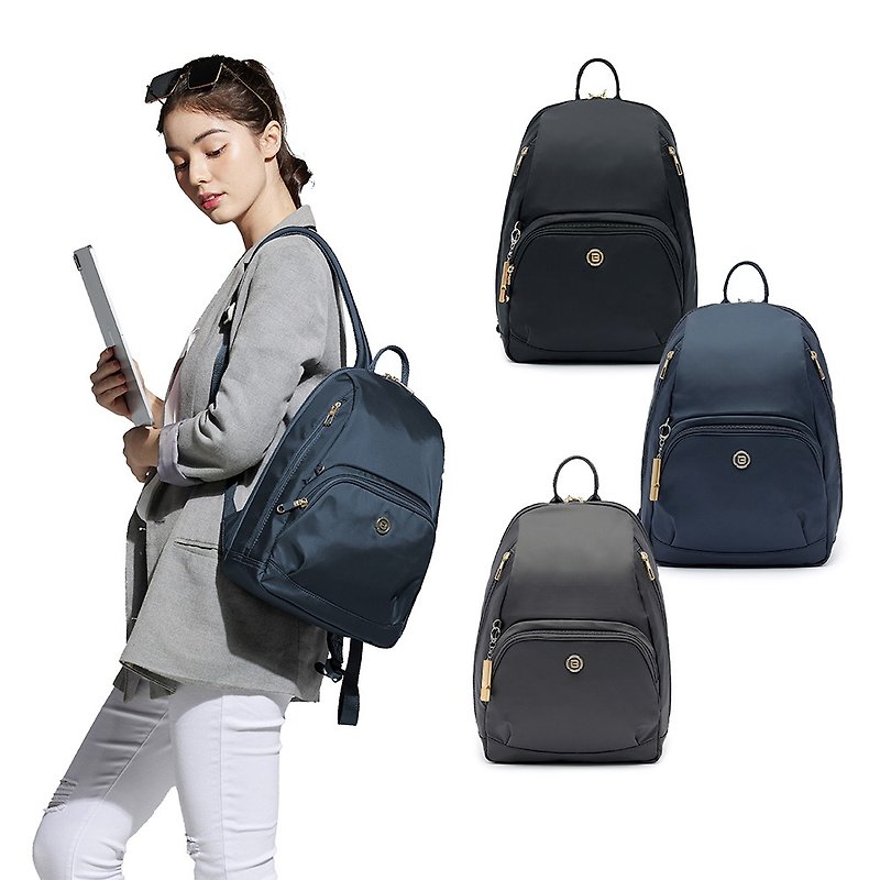 Anti-cut bag decompression backpack business casual backpack 12-inch laptop black blue gray - Backpacks - Nylon Black