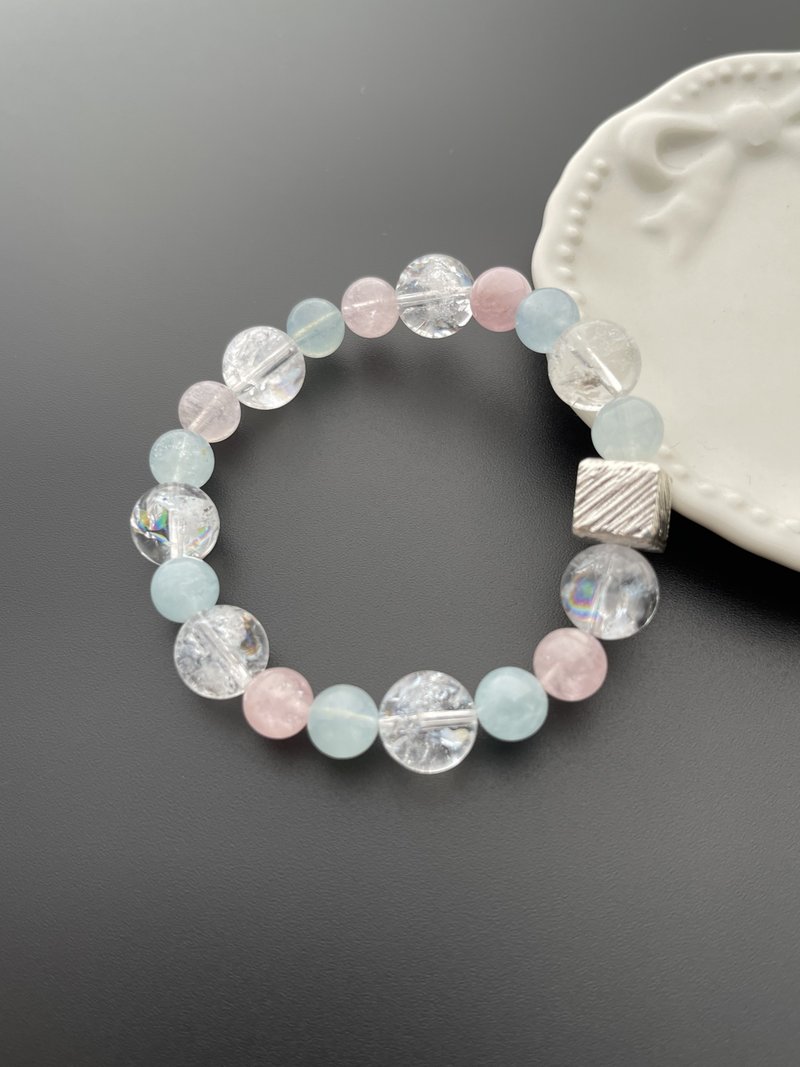 彩虹晶、摩根。純銀。原創手鍊。 - 手鍊/手環 - 水晶 