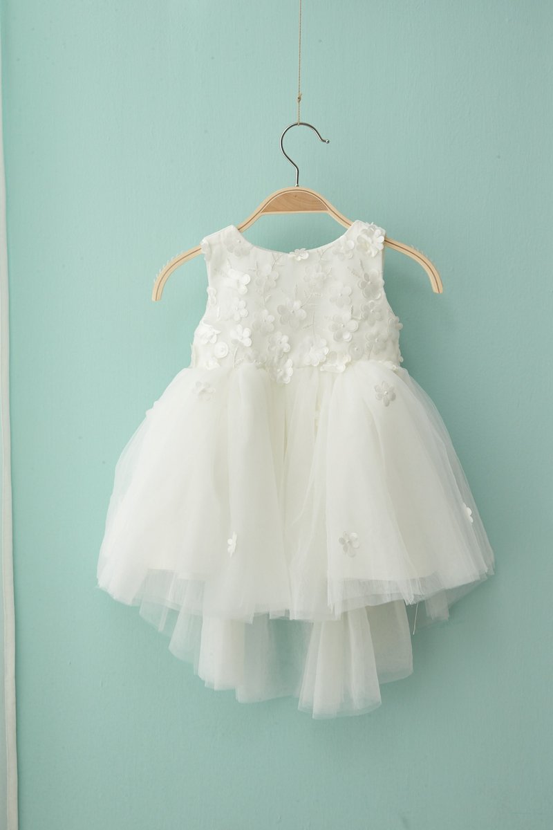 HAO.HAO kids Jasmine tulle skirt - white flowers - ชุดเด็ก - วัสดุอื่นๆ ขาว