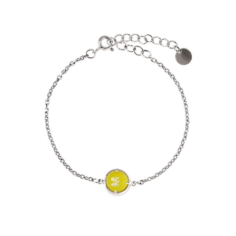 圓形爪鑲手鍊-骨灰毛髮琉璃紀念 - 手鍊/手環 - 純銀 銀色