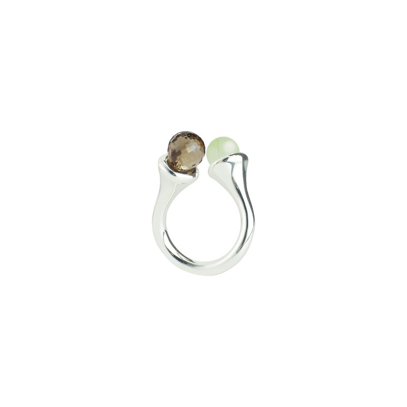 Silver tea Stone ring Lipara Twist V Silver gift girls - แหวนทั่วไป - เครื่องประดับพลอย สีเงิน