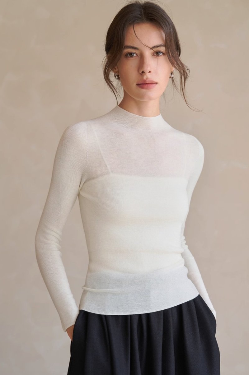 French style minimalist all wool Yangtze yarn tight knit sweater - สเวตเตอร์ผู้หญิง - วัสดุอื่นๆ หลากหลายสี